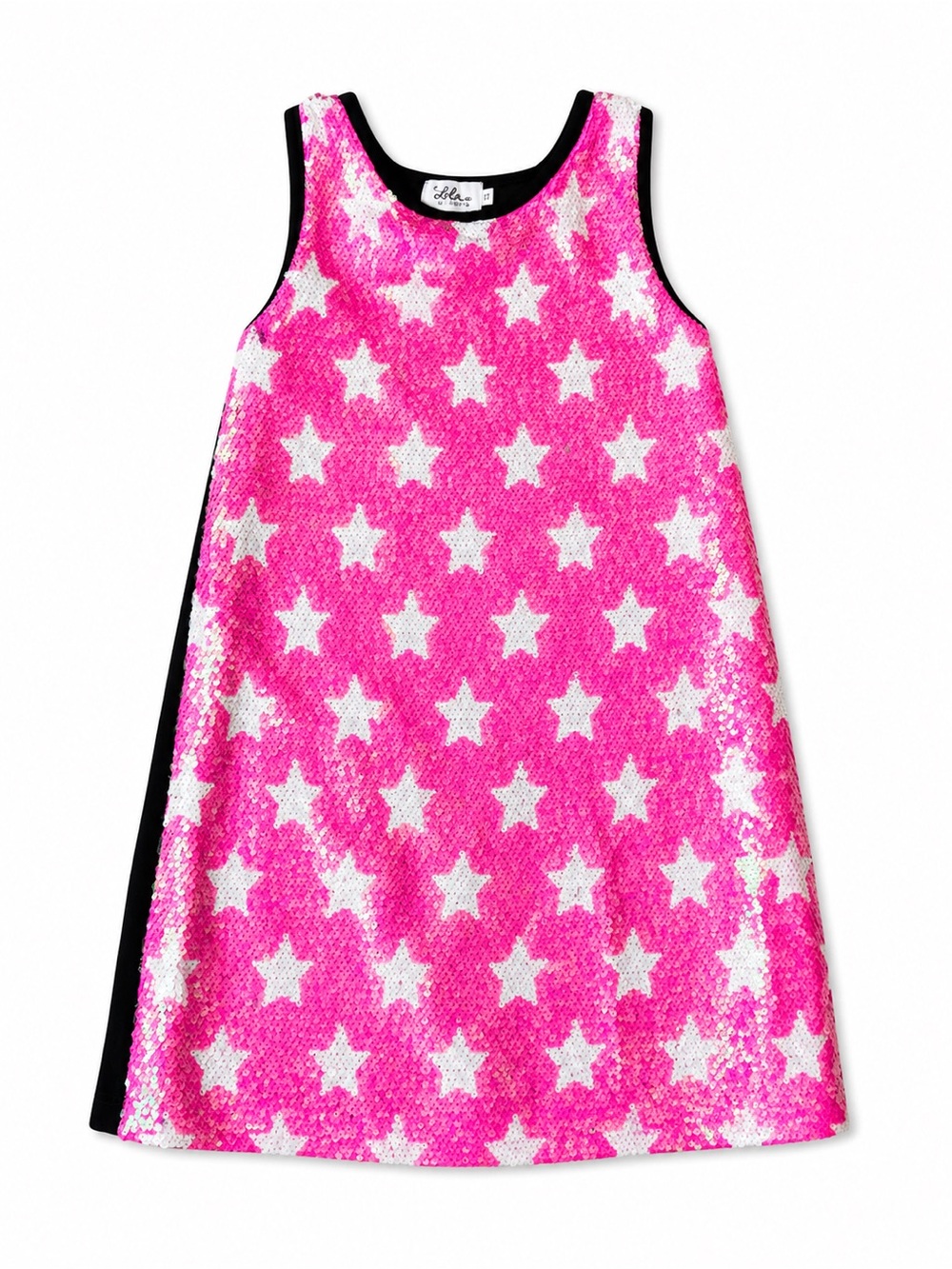 Lola + The Boys Hot Pink and White Star Sequin Tank Dress